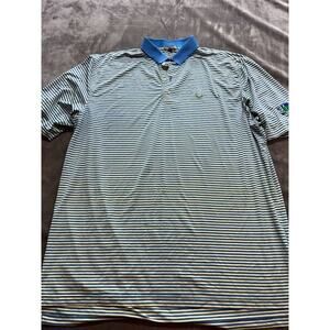 PETER MILLAR POLO‎ SHIRT MENS BLUE STRIPE CASUAL GOLF Size XL